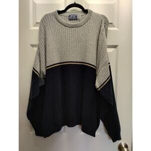 Vintage Peconic Bay Traders Men's Size XXL Gray Blue Colorblock Pullover Sweater